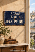 LARGE Authentic French Street Sign — Rue Jean Prunel, Marseille — 18″ × 11″