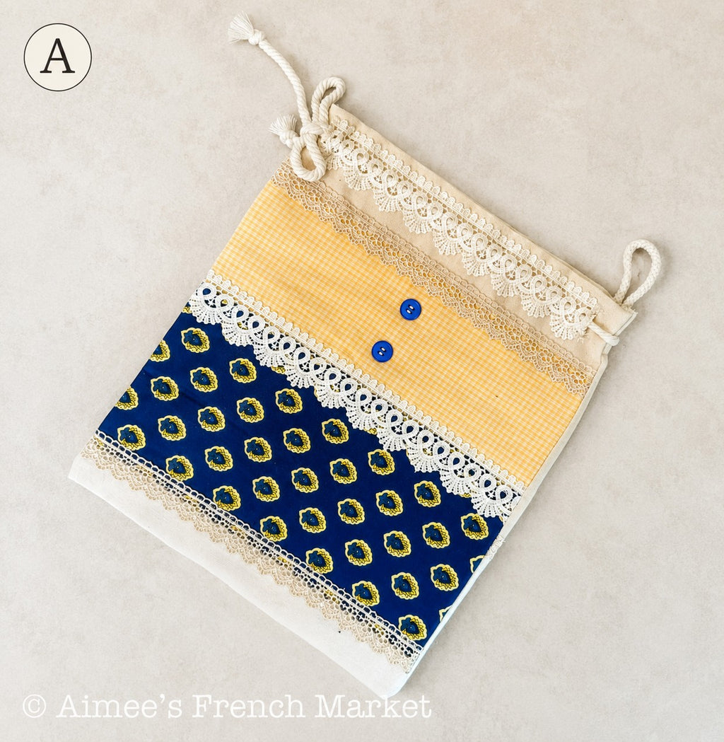 Handmade French Pochon Bag, One of a Kind Drawstring Storage Pouch, Arles Provence - 8 Different Styles, Hurry!