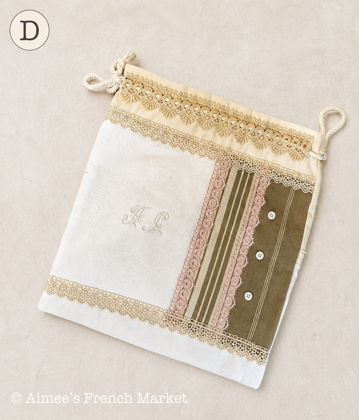 Handmade French Pochon Bag, One of a Kind Drawstring Storage Pouch, Arles Provence - 8 Different Styles, Hurry!