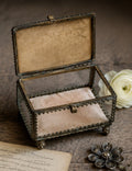 Vintage French Souvenir de Lisieux Glass Jewelry Box - Antique-Style French Trinket Box, early 1900s