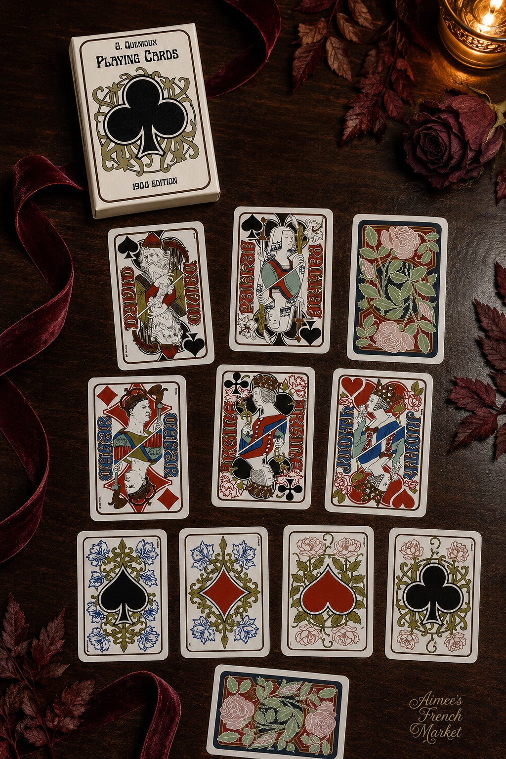 French Art Nouveau Playing Cards – G. Quenioux 1900 Paris Exposition Reproduction Deck