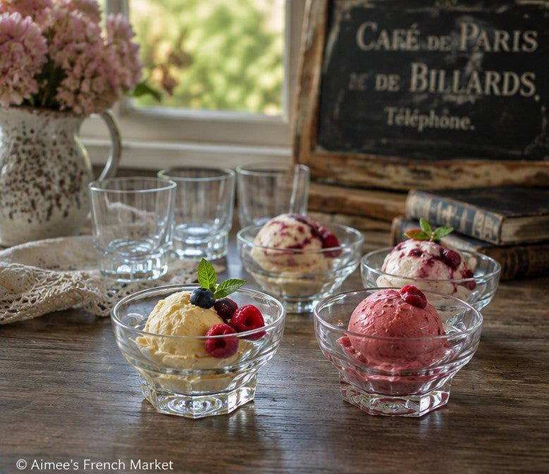 Vintage French Glass Ice Cream Dishes, Set of 7 — A Little Café Style for Dessert