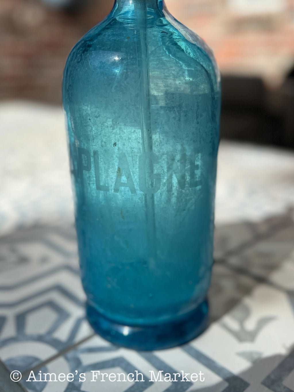 Beautiful French Vintage Blue Glass Siphon Bottle - B. Laplagne