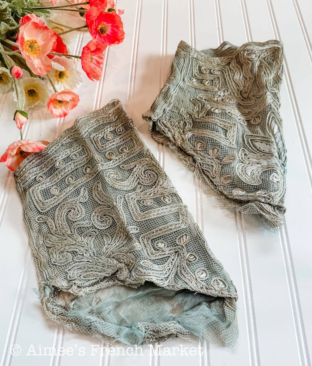 Antique French Victorian Lace Dress Sleeves, c.1880s – Exquisite Handcrafted Fashion Detail, 4 pieces