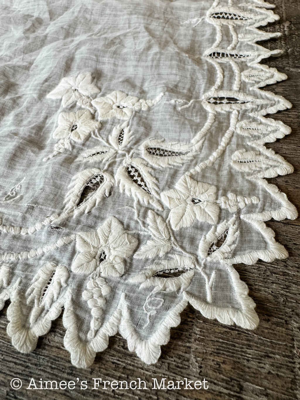 Vintage Elegance: Antique French Handmade Handkerchief, great for bride