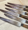 Antique French Fruit Knives – Set of 6 Vintage Paris Cutlery with Horn Handles