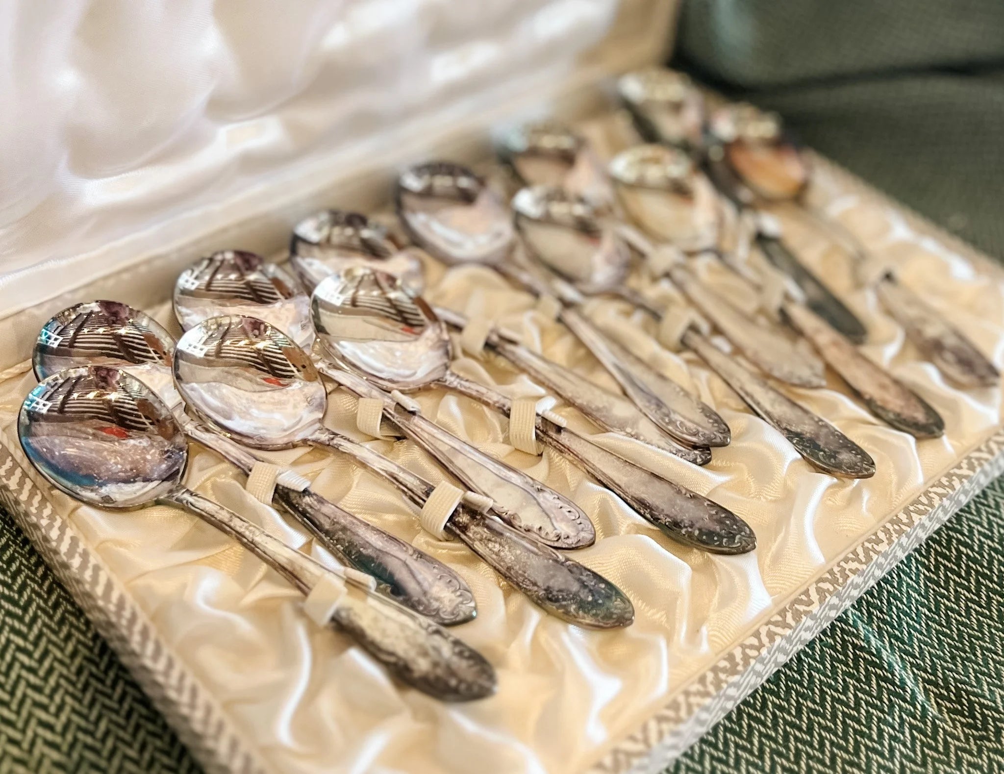 Antique/Vintage French Silverplate Spoon Set, c. 1950s - Still in original box