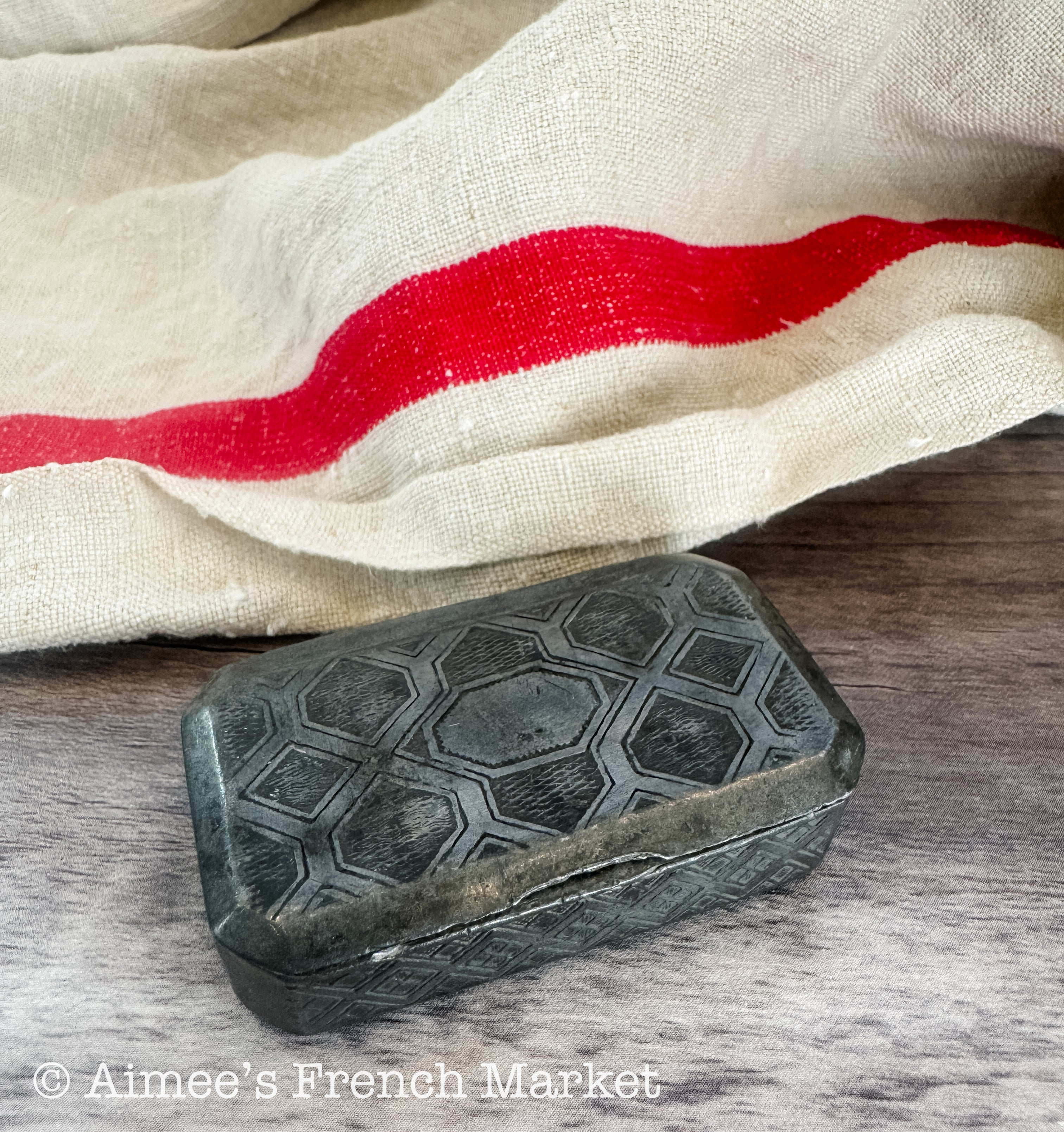 Antique French Pewter Vinaigrette Box — Smelling Salts Box, circa Late 19th Century