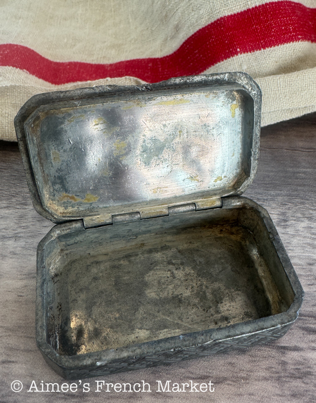 Antique French Pewter Vinaigrette Box — Smelling Salts Box, circa Late 19th Century