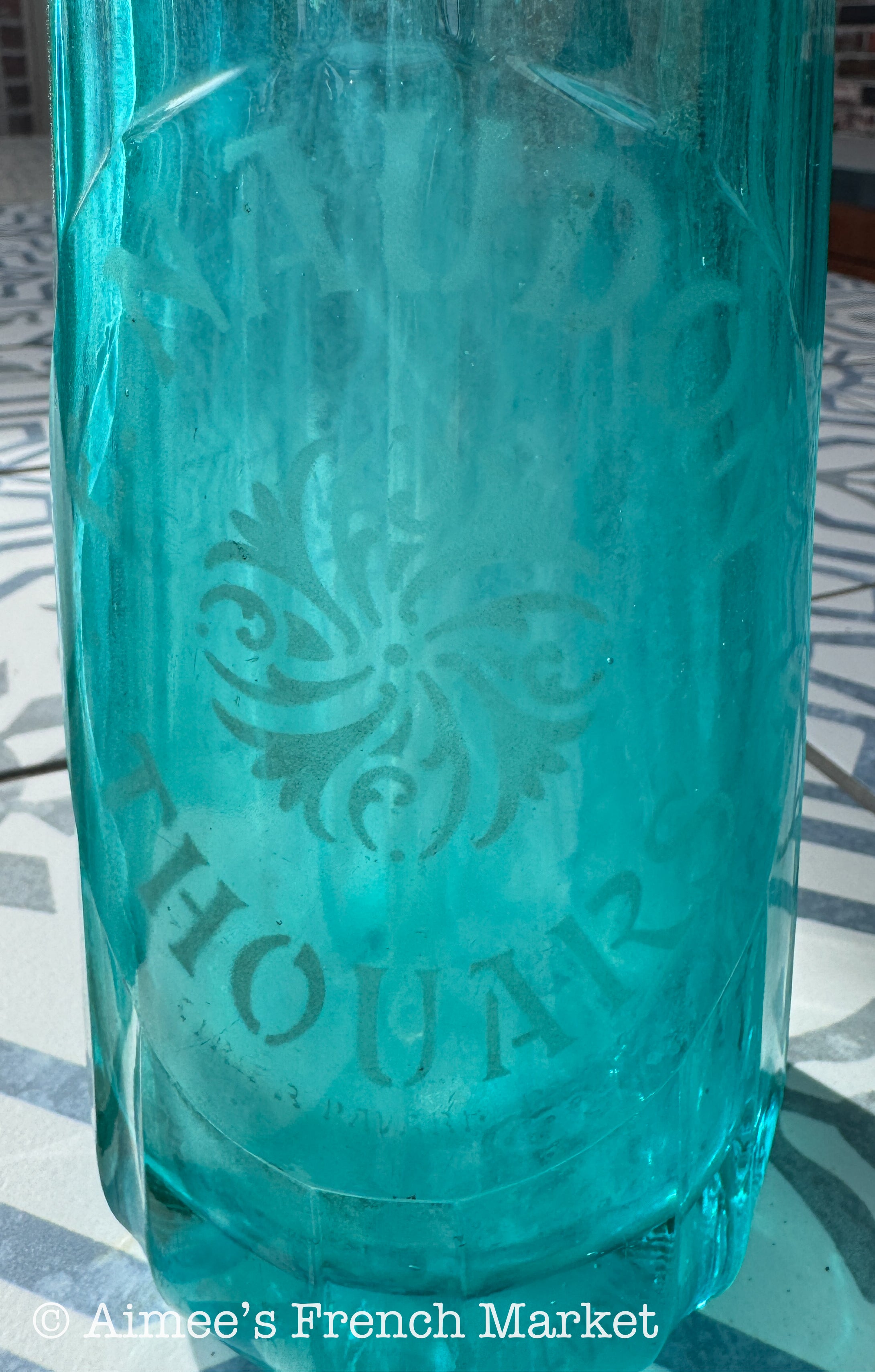 Vintage French Soda Syphon — E. Naudon Thouars — Turquoise Glass Decorative Bottle