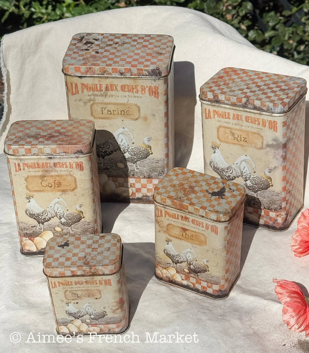 French Vintage Kitchen Canisters, c. 1970