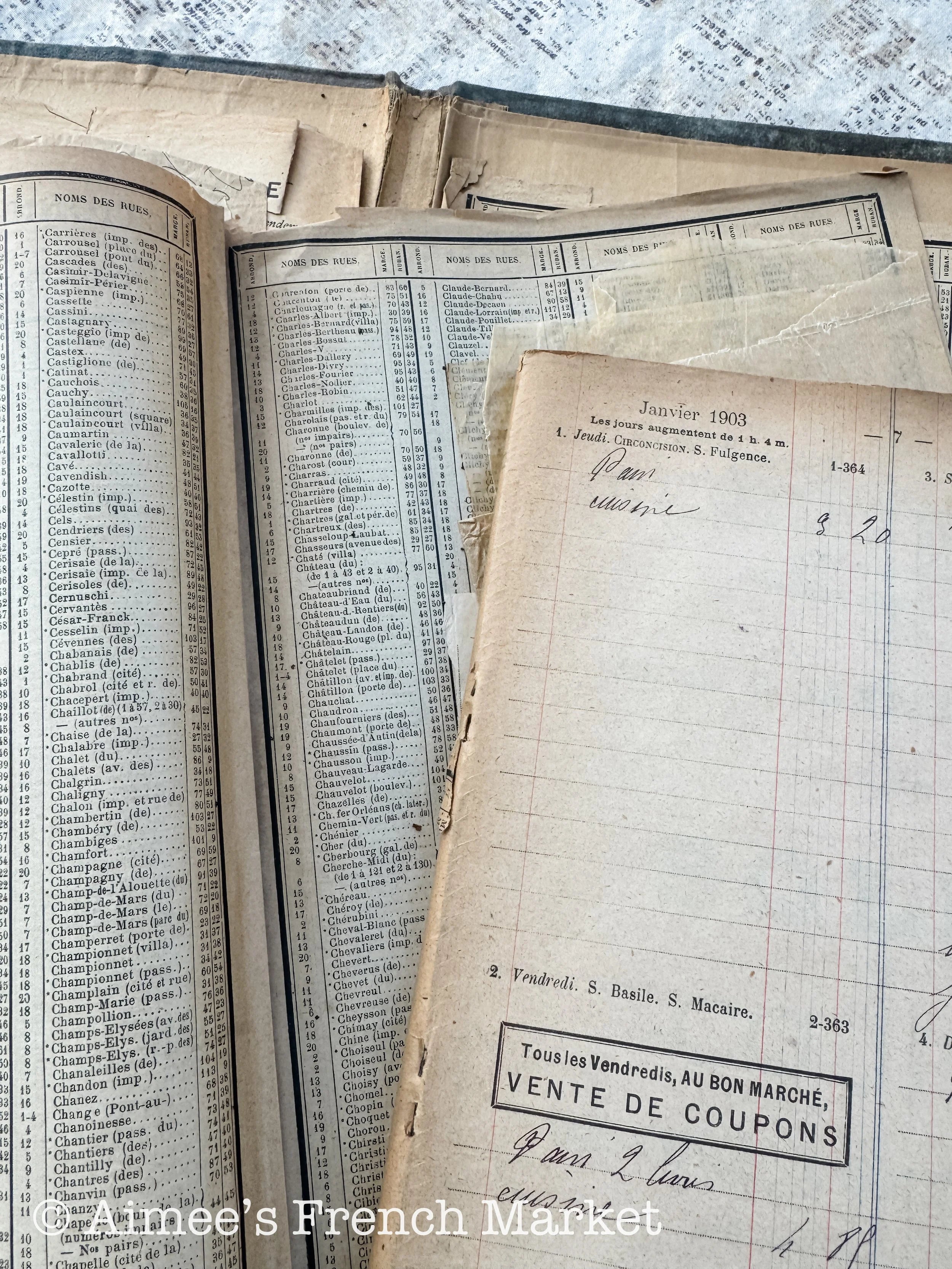 Antique Agenda from Le Bon Marche Dept Store in Paris, 1903 - Agenda/Diary/Calendar/Workbook