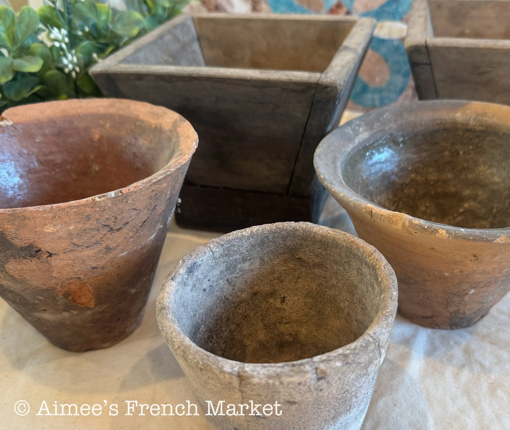 Vintage French Square Wooden Planters Jardinières – Rustic Farmhouse French Country Decor