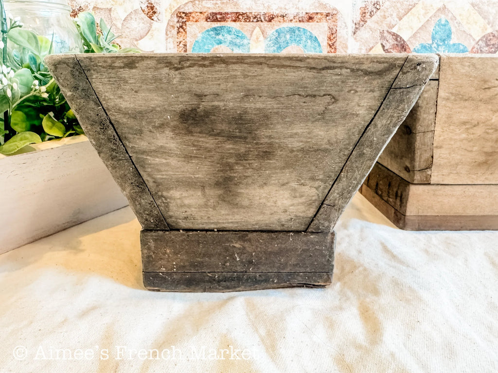 Vintage French Square Wooden Planters Jardinières – Rustic Farmhouse French Country Decor