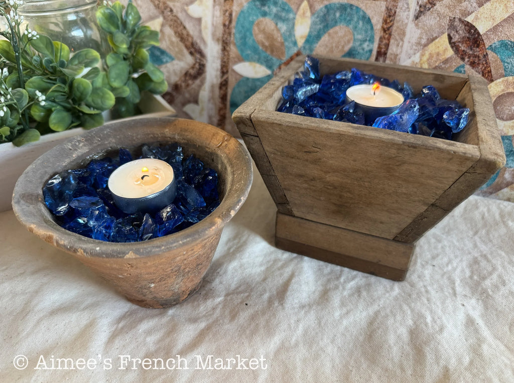 Vintage French Square Wooden Planters Jardinières – Rustic Farmhouse French Country Decor