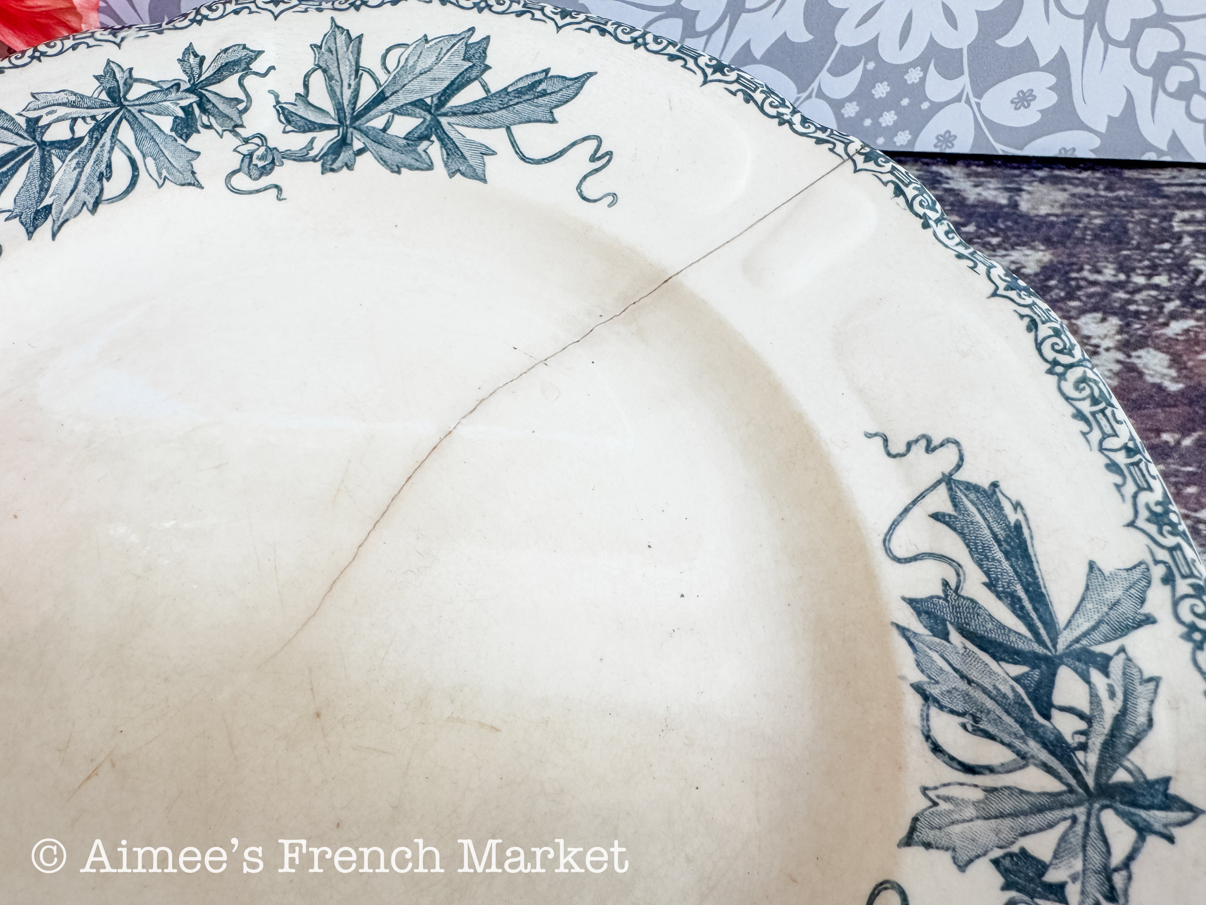 Antique French Ironstone Dinner Plates — H.B. & Cie, Choisy-le-Roi, "Louis XIII" Pattern, Set of 4, circa 1863–1920