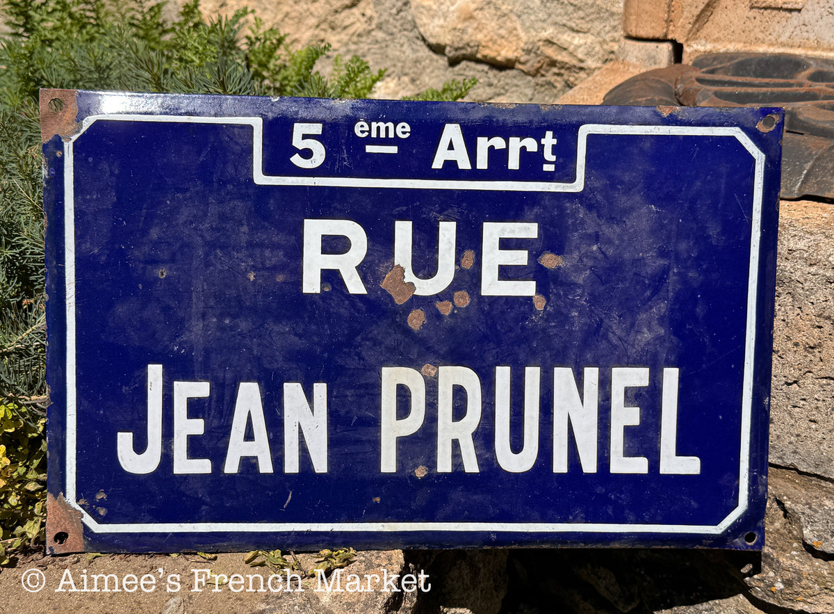 LARGE Authentic French Street Sign — Rue Jean Prunel, Marseille — 18″ × 11″