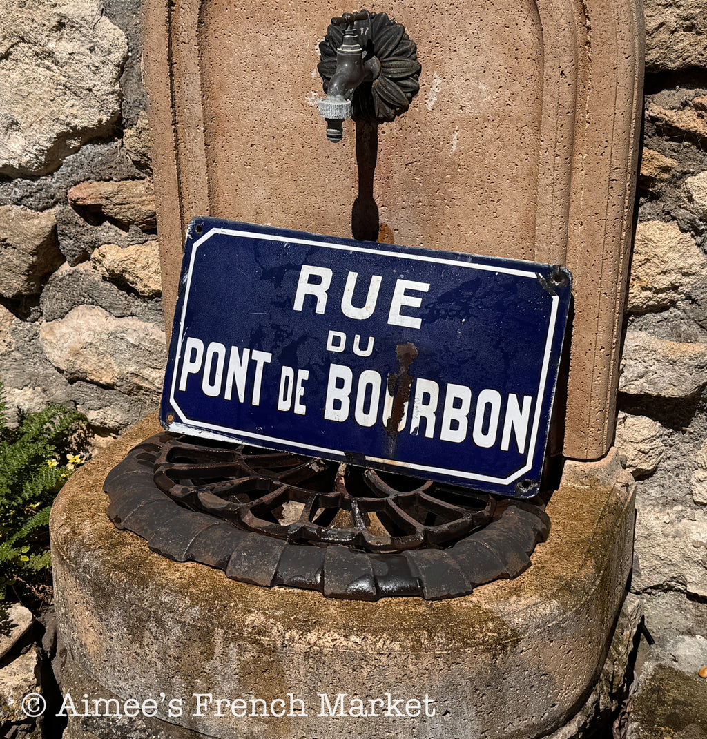 LARGE Authentic French Street Sign — Rue du Pont de Bourbon, Marseille — 18″ × 11″