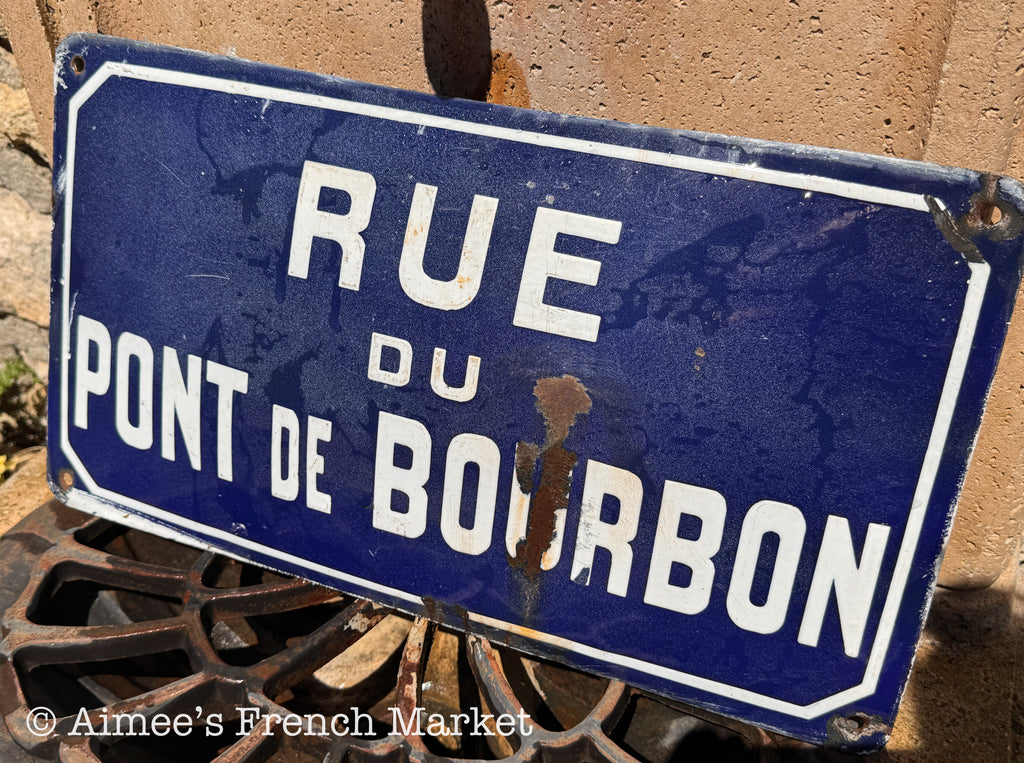 LARGE Authentic French Street Sign — Rue du Pont de Bourbon, Marseille — 18″ × 11″