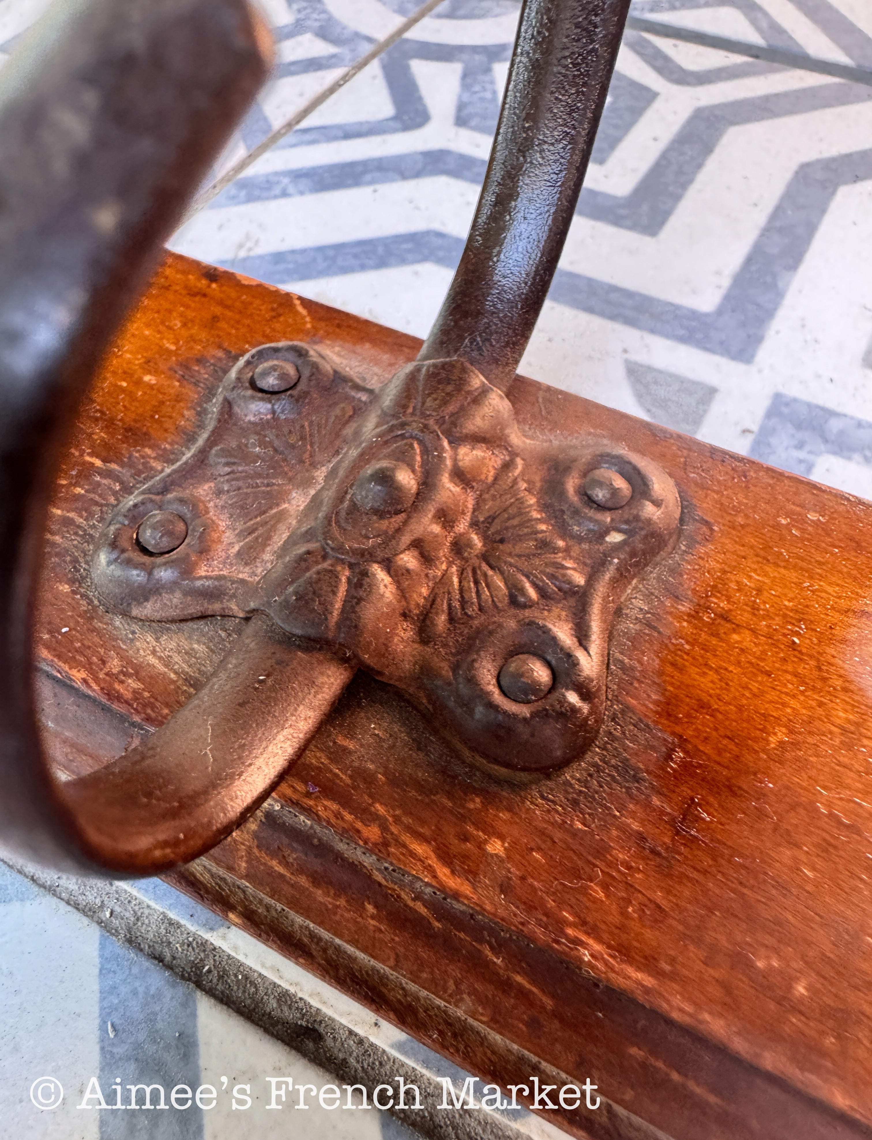 Antique French Wall Coat Rack | Belle Époque Cast Iron Double Hooks on Oak Board | Late 19th Century Porte-Manteau