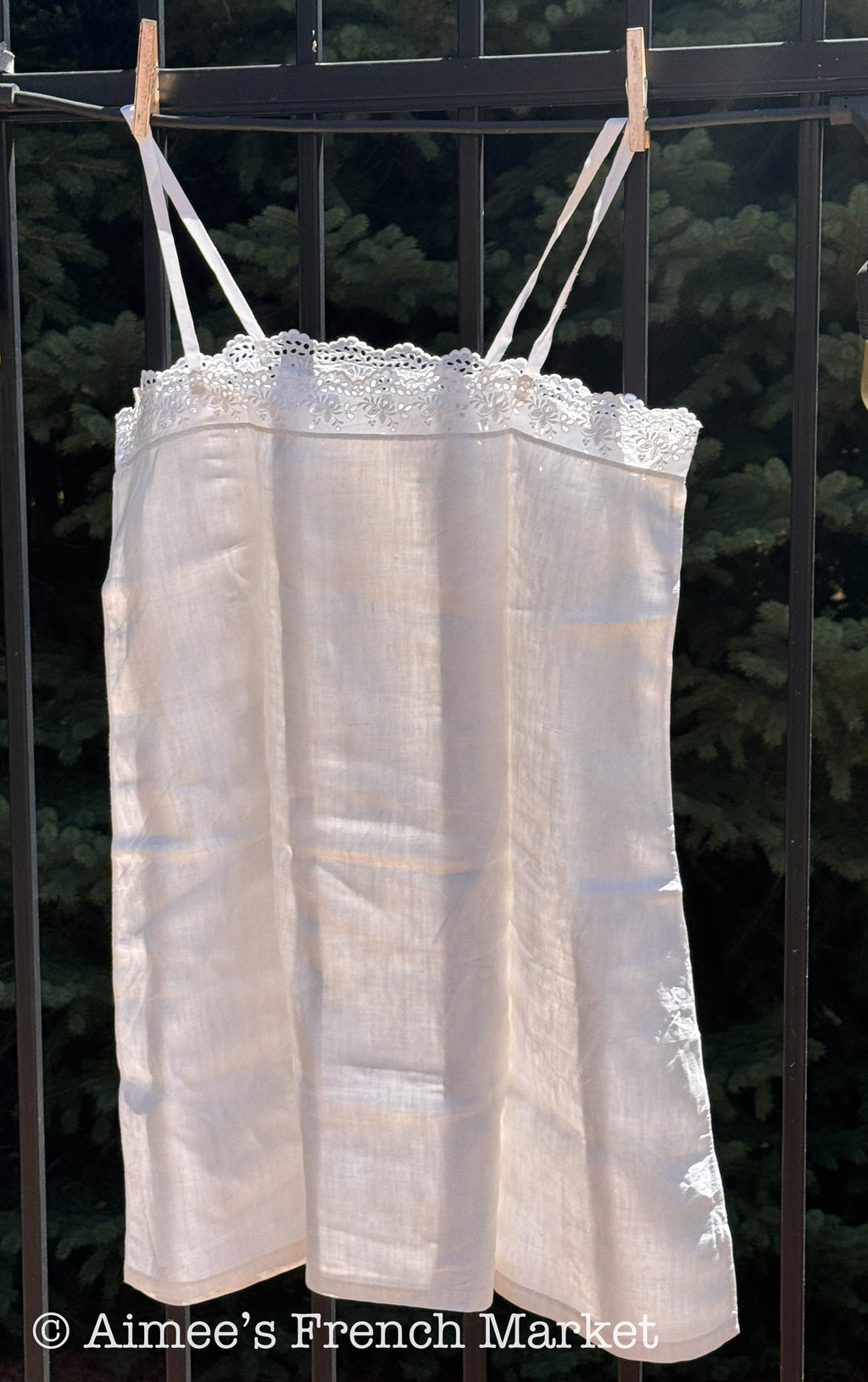 French Vintage Nightdress, Handsewn of Soft Cotton, 1930s