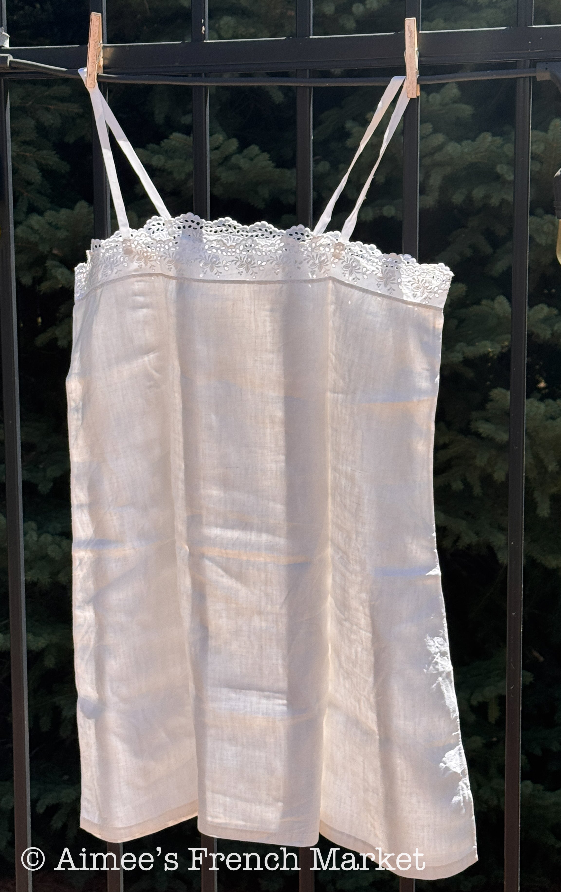 French Vintage Nightdress, Handsewn of Soft Cotton, 1930s