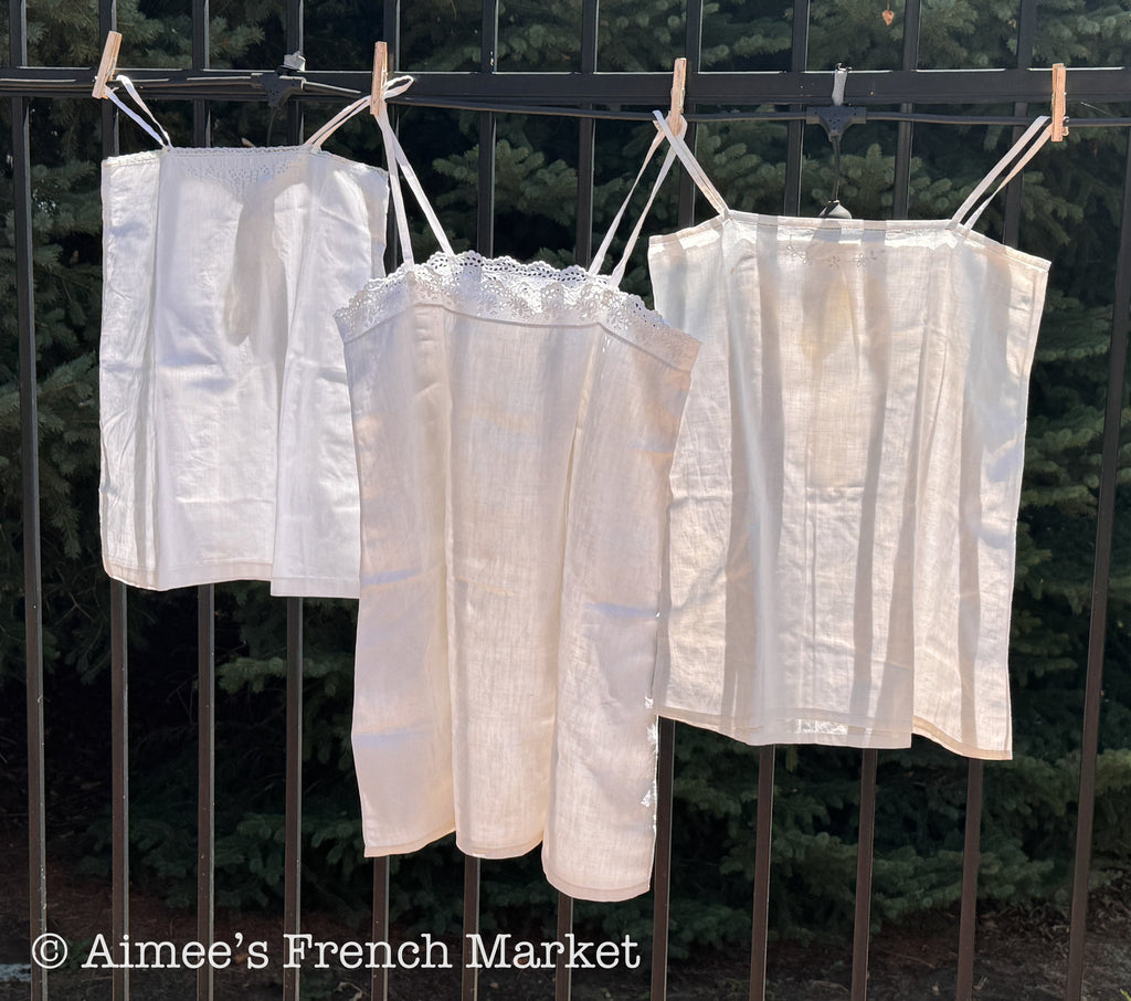 French Vintage Nightdress, Handsewn of Soft Cotton, 1930s