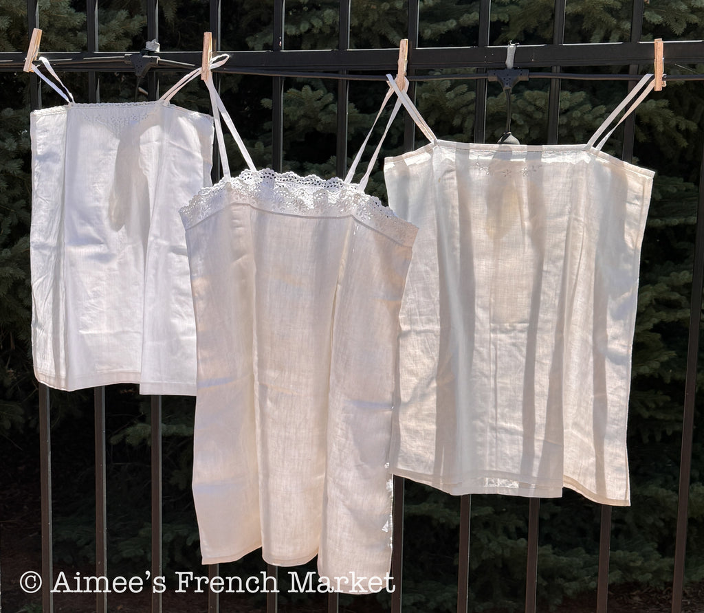 1930s Vintage French Camisole Top, Hand Sewn French Lingerie, French Layering Top, Art Deco