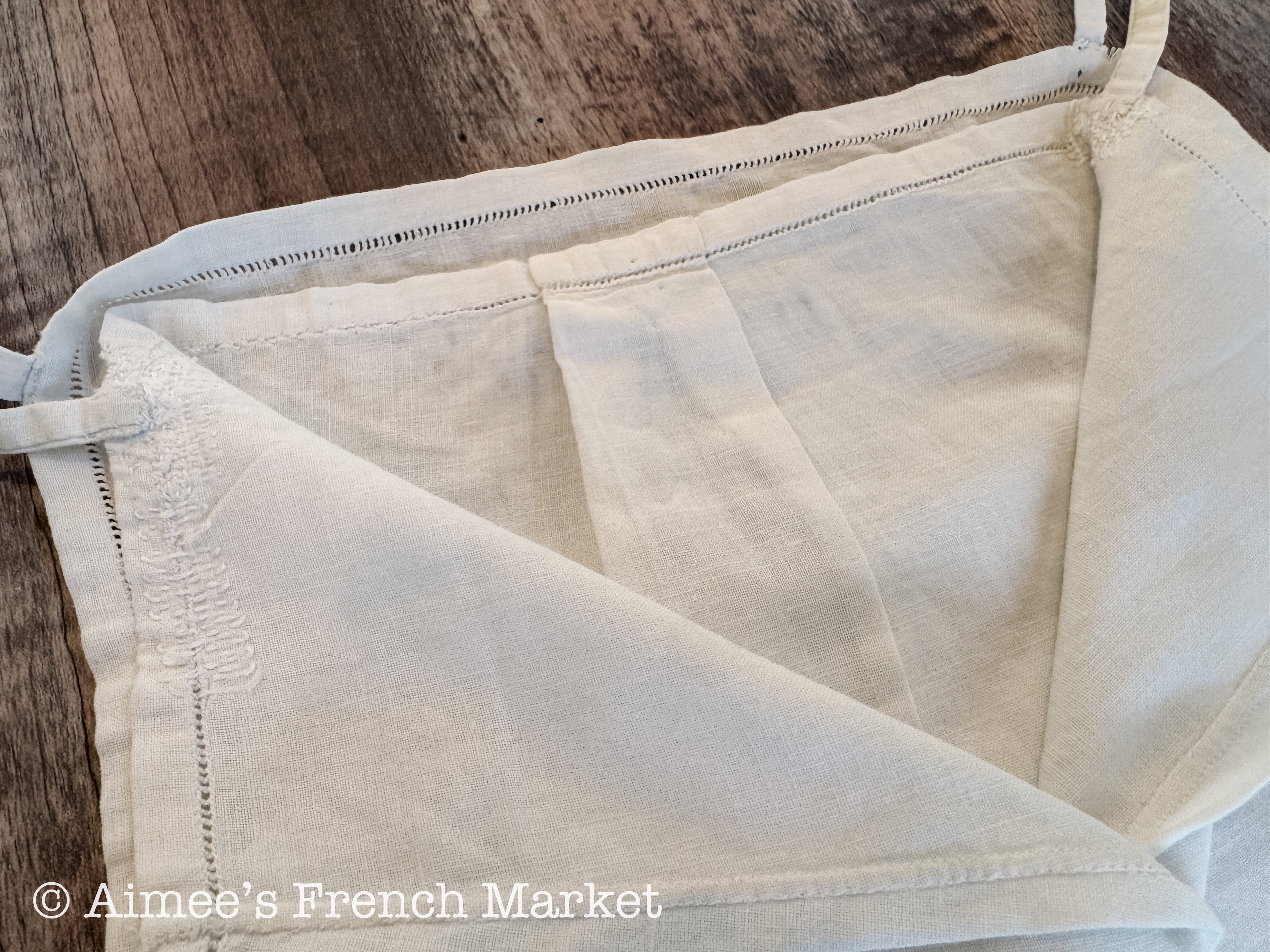 1930s Vintage French Cotton Camisole, Hand Sewn French Lingerie, Romantic Layering Top