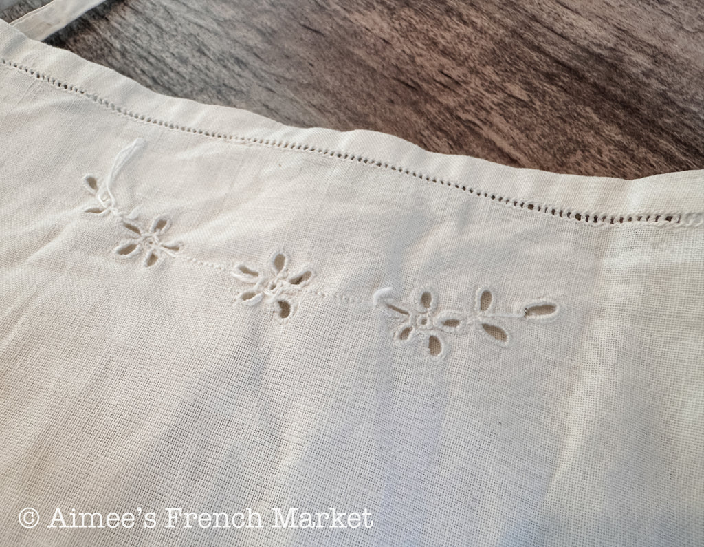 1930s Vintage French Cotton Camisole, Hand Sewn French Lingerie, Romantic Layering Top