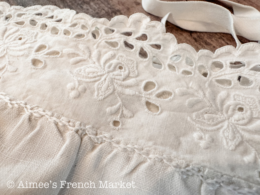 French Vintage Nightdress, Handsewn of Soft Cotton, 1930s