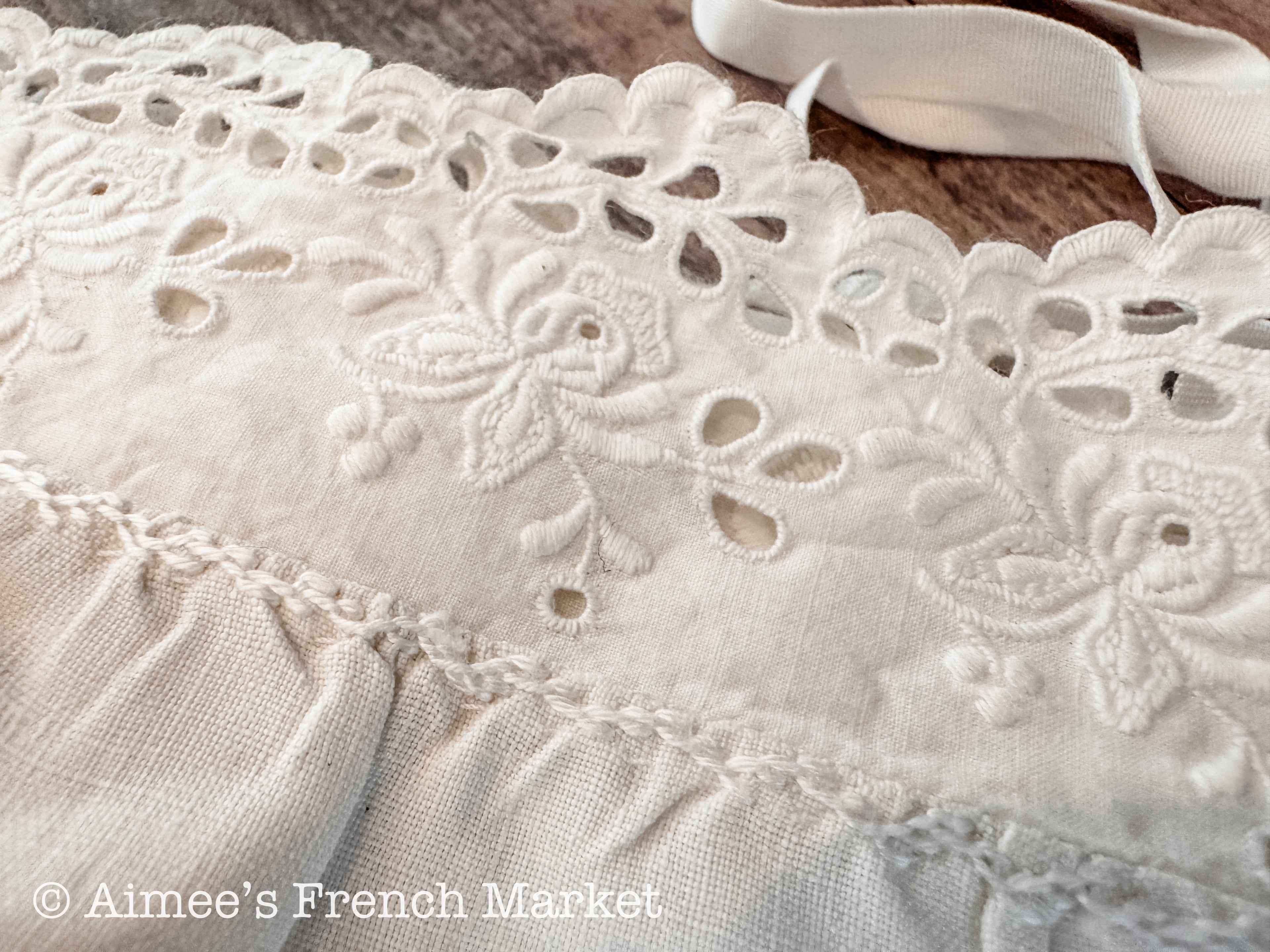 French Vintage Nightdress, Handsewn of Soft Cotton, 1930s