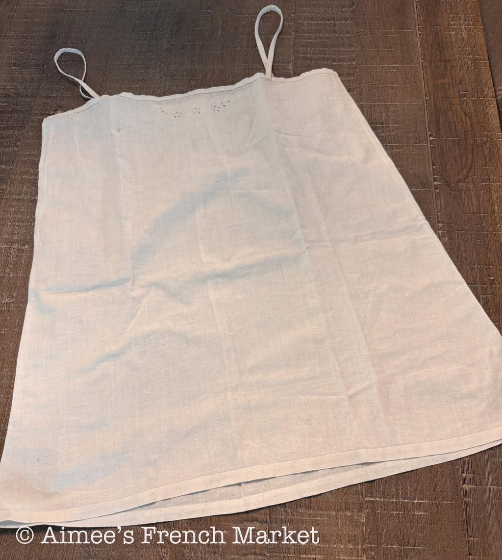 1930s Vintage French Cotton Camisole, Hand Sewn French Lingerie, Romantic Layering Top