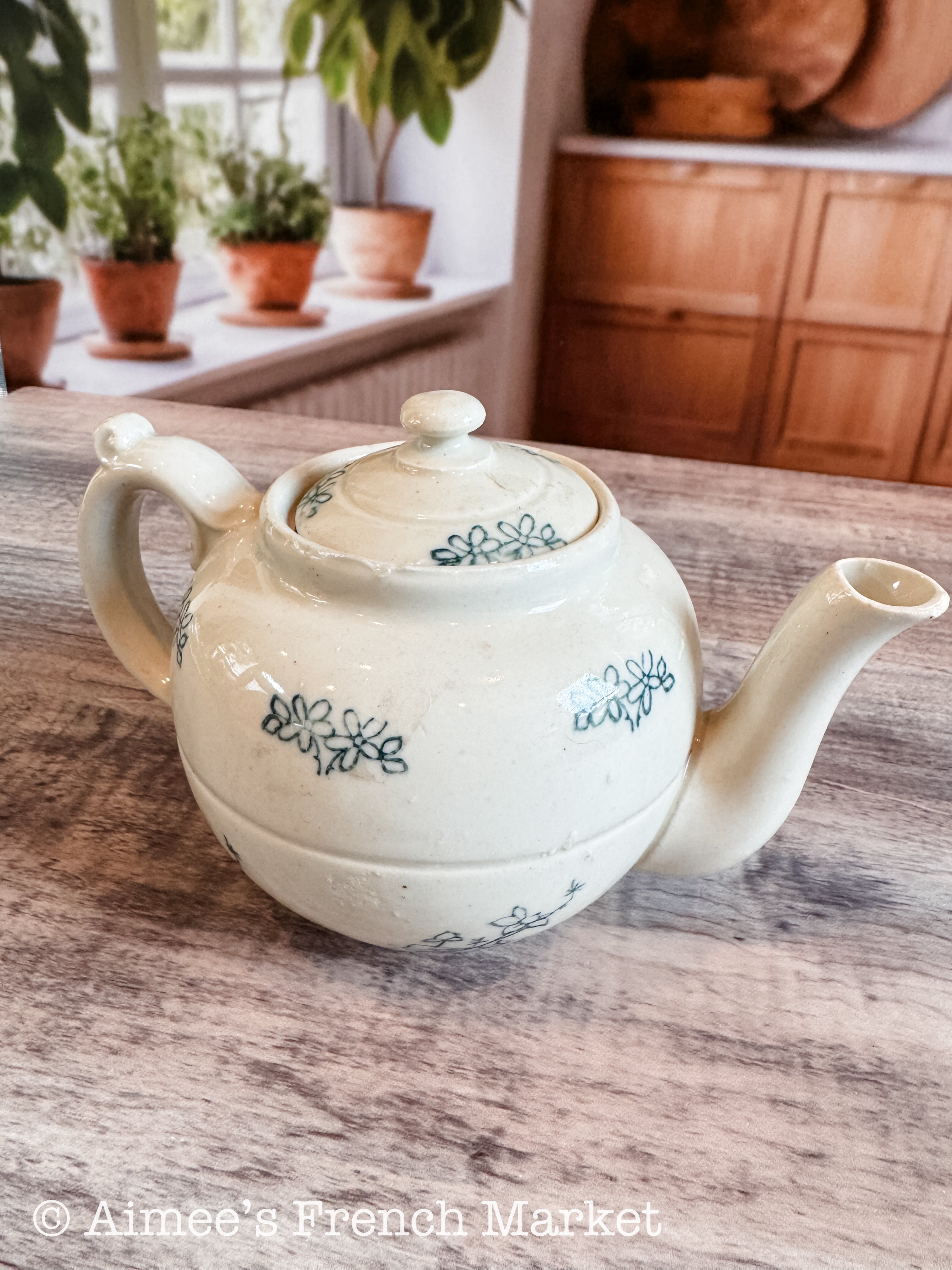 Antique French Saint-Uze Terre d’Acier Teapot, circa 1900–1920