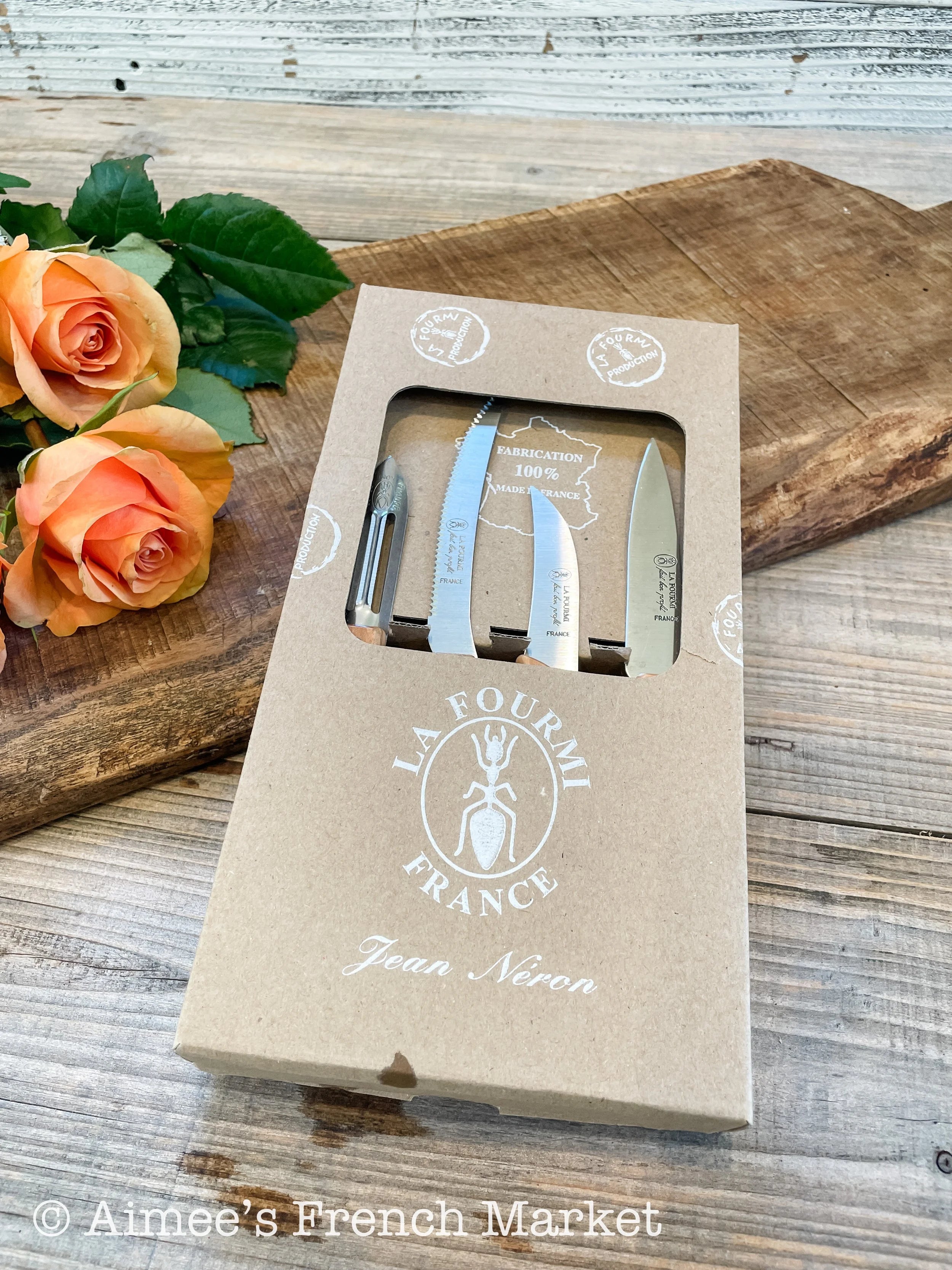 Kitchen Tool Set with Olive Wood Handles - Made in the "Knife Capital of France"