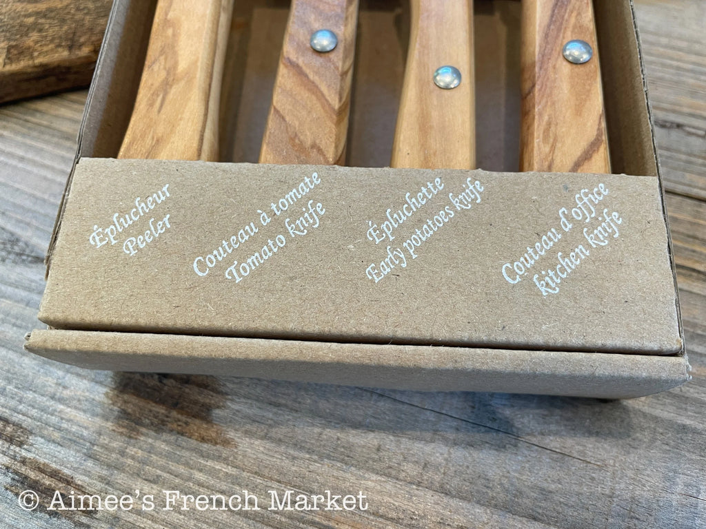 Kitchen Tool Set with Olive Wood Handles - Made in the "Knife Capital of France"