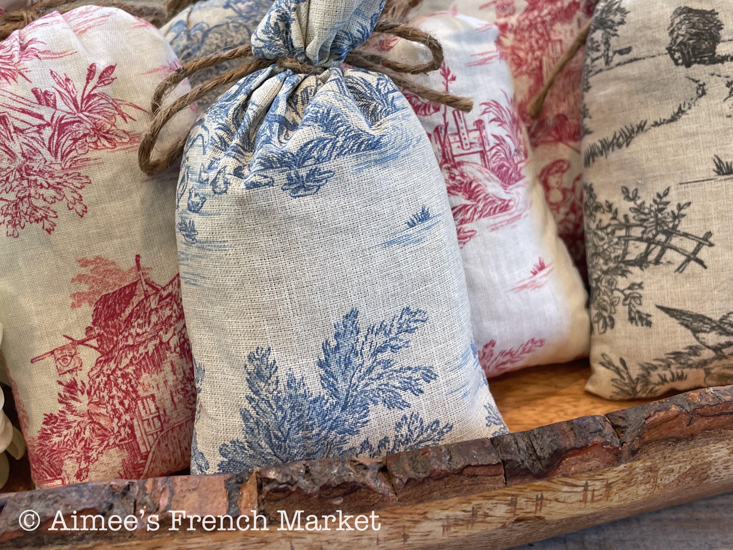 French Toile Sachets, Handmade in Provence, Traditional Style
