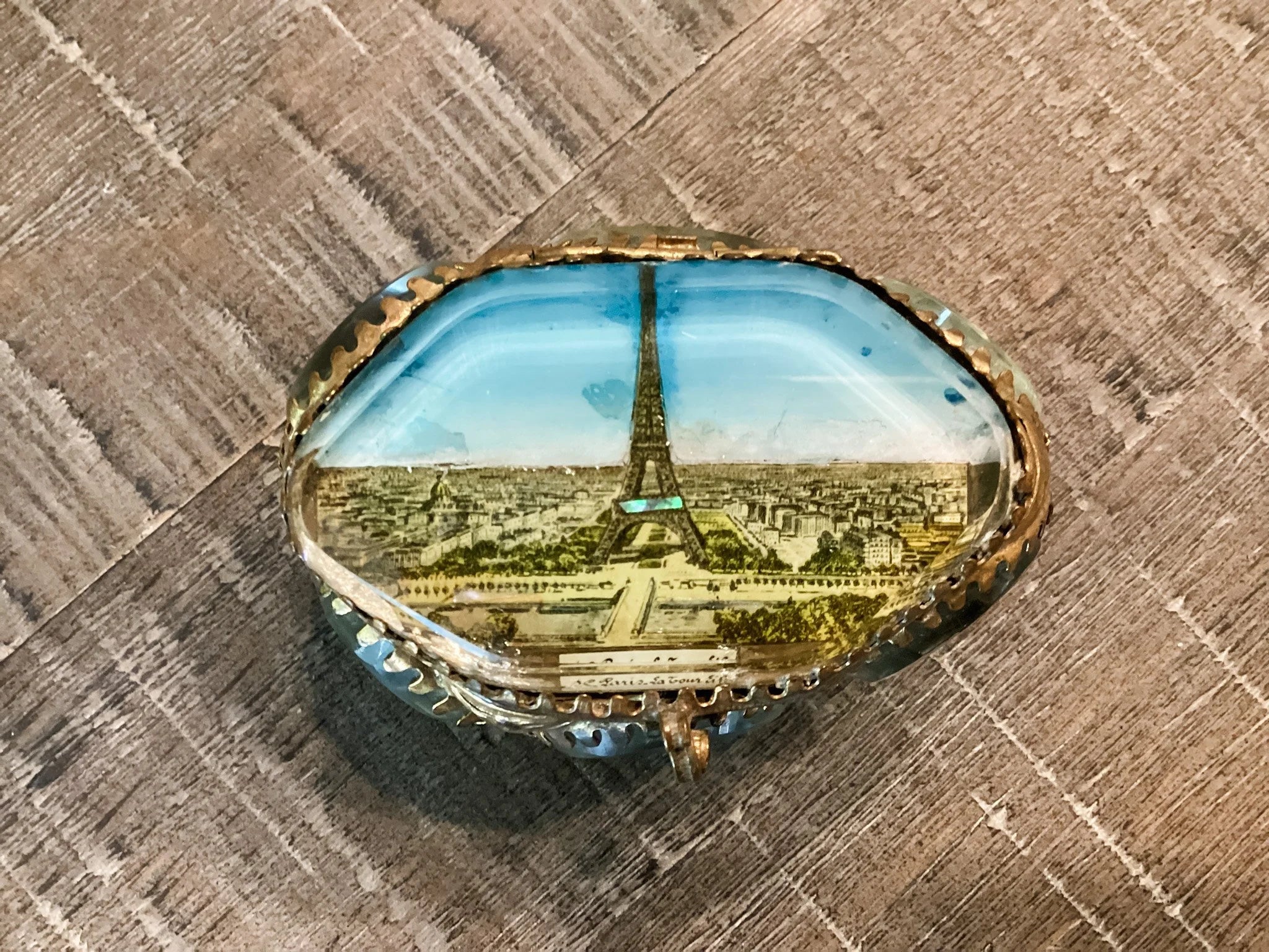 Vintage Paris Souvenir Ormolu Jewelry Box, c. 1890-1900 - #22 - Eiffel Tower