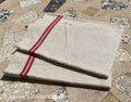 French Vintage Red-Striped Linen Kitchen Towels, c.1920s, Quadruple/Four Stripe