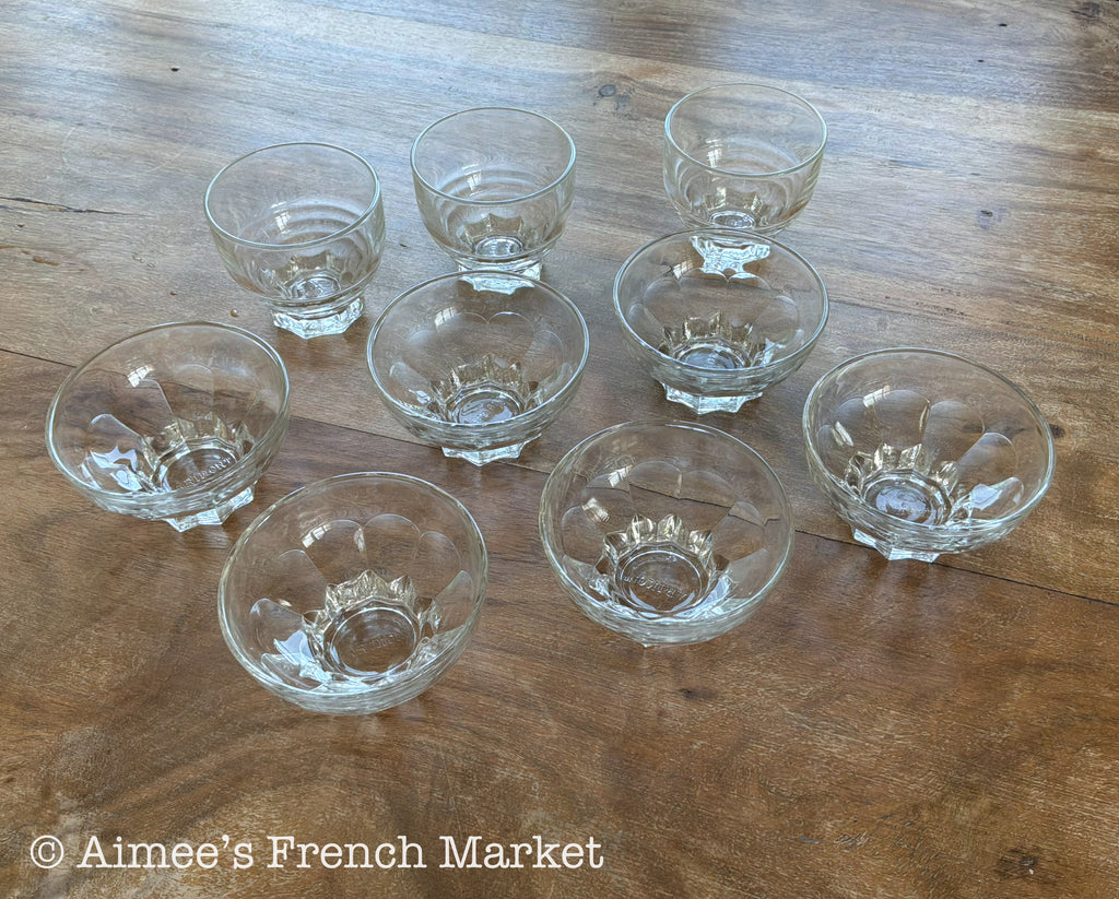 Vintage French Glass Ice Cream Dishes, Set of 7 — A Little Café Style for Dessert