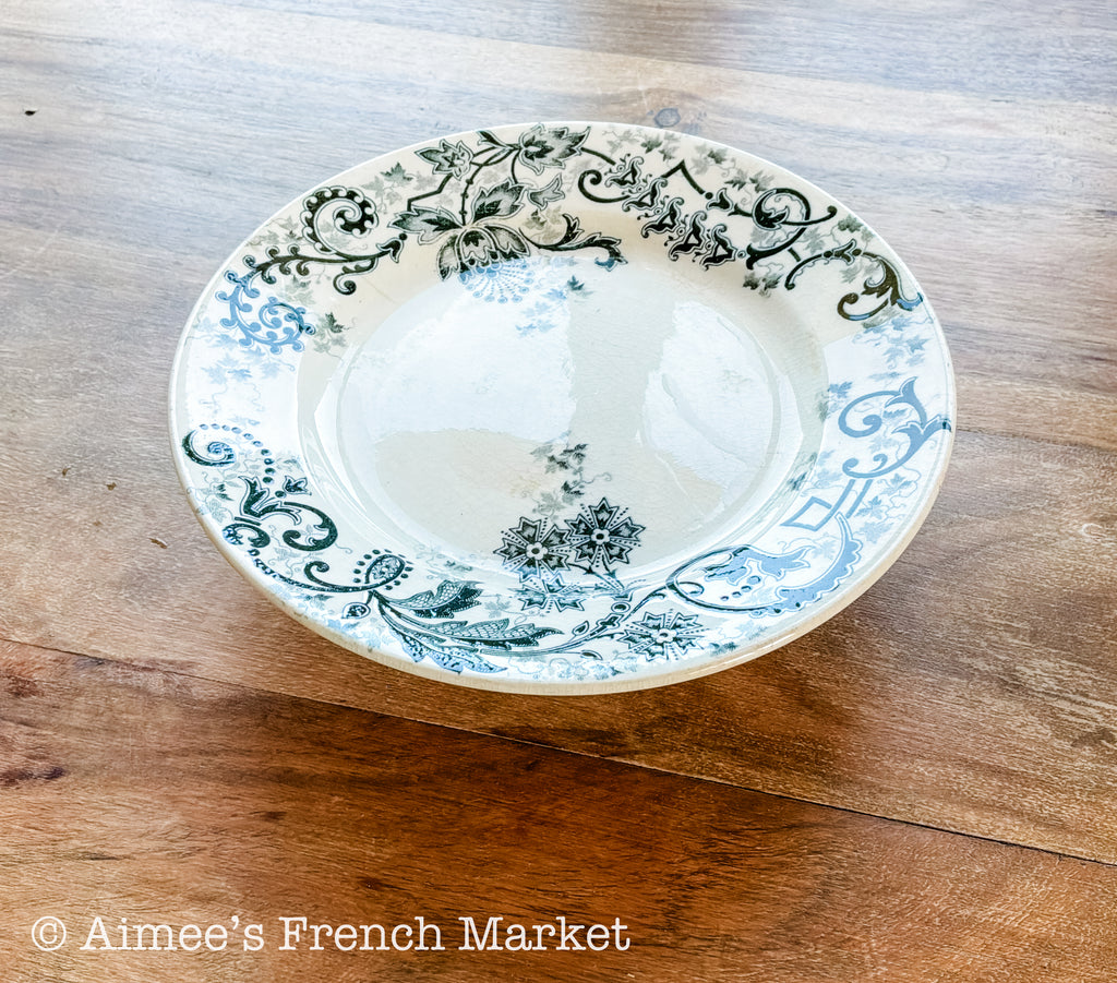 Antique French Cake Plate — Choisy-le-Roi Sévigné Terre de Fer, circa 1900
