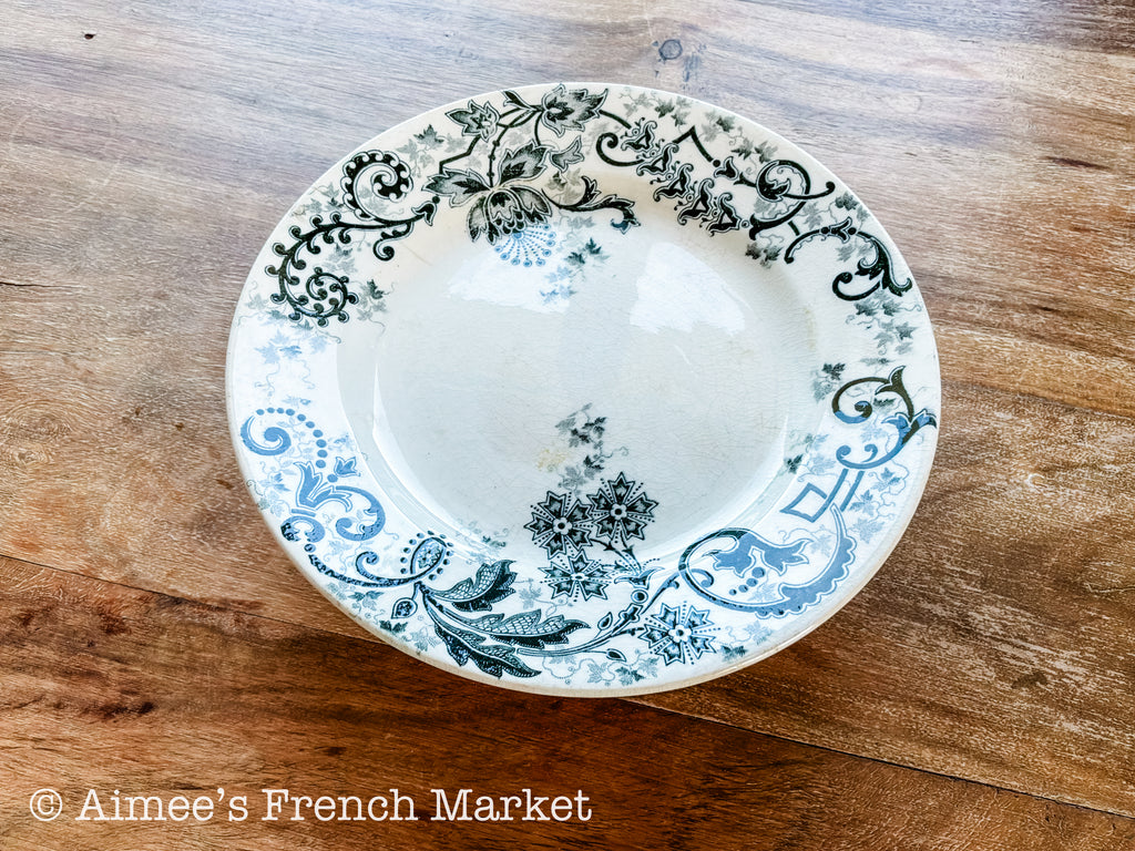 Antique French Cake Plate — Choisy-le-Roi Sévigné Terre de Fer, circa 1900