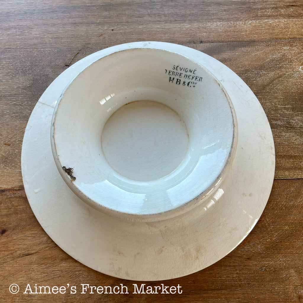 Antique French Cake Plate — Choisy-le-Roi Sévigné Terre de Fer, circa 1900