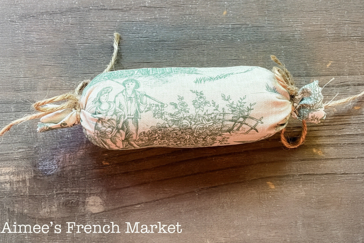 French Toile Sachets, Handmade in Provence, Bolster Style