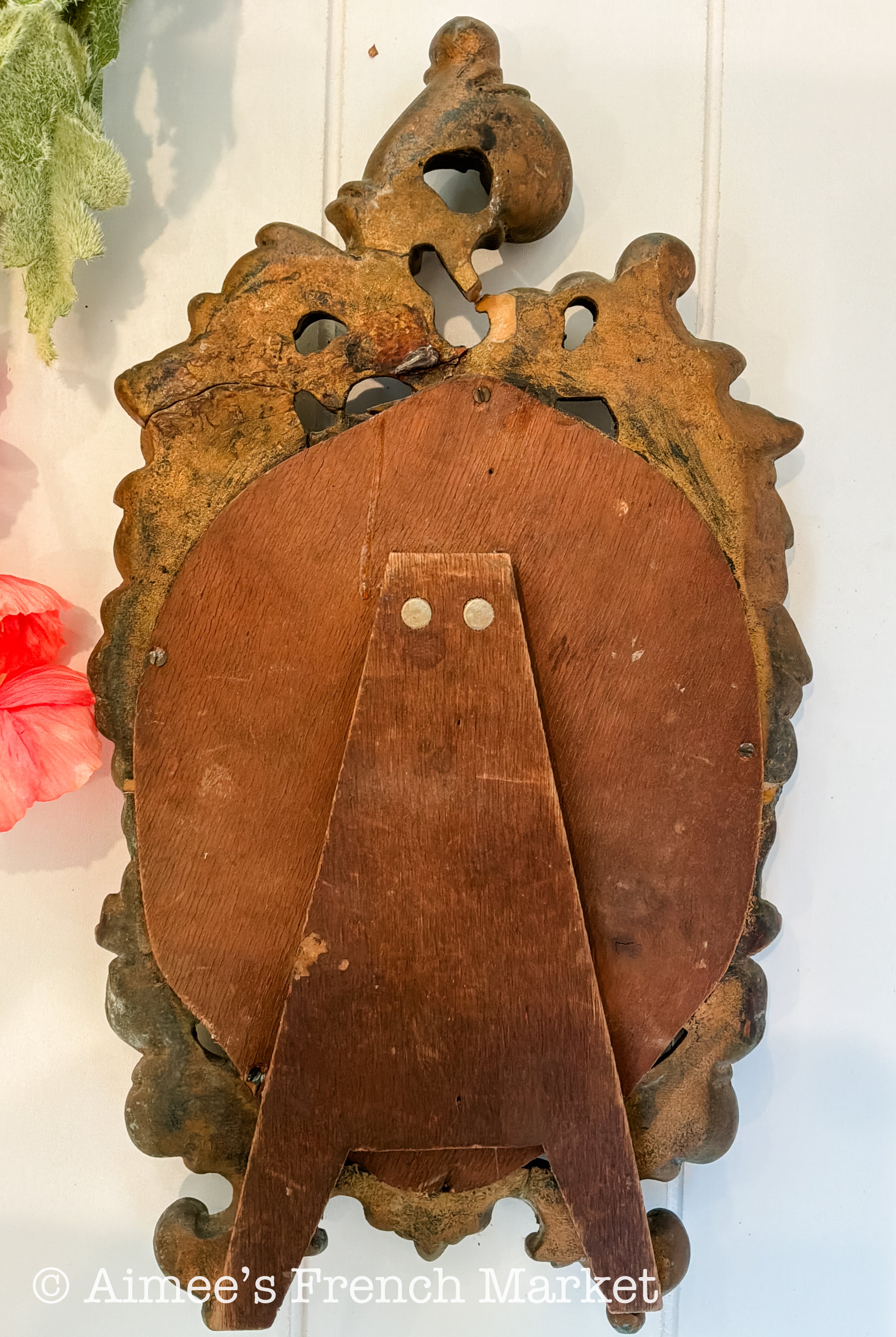 Antique French Louis XV Style Carved Wood Mirror – Possibly 18th Century, Carved Wood Rococo Vanity Mirror, French Boudoir Table Mirror