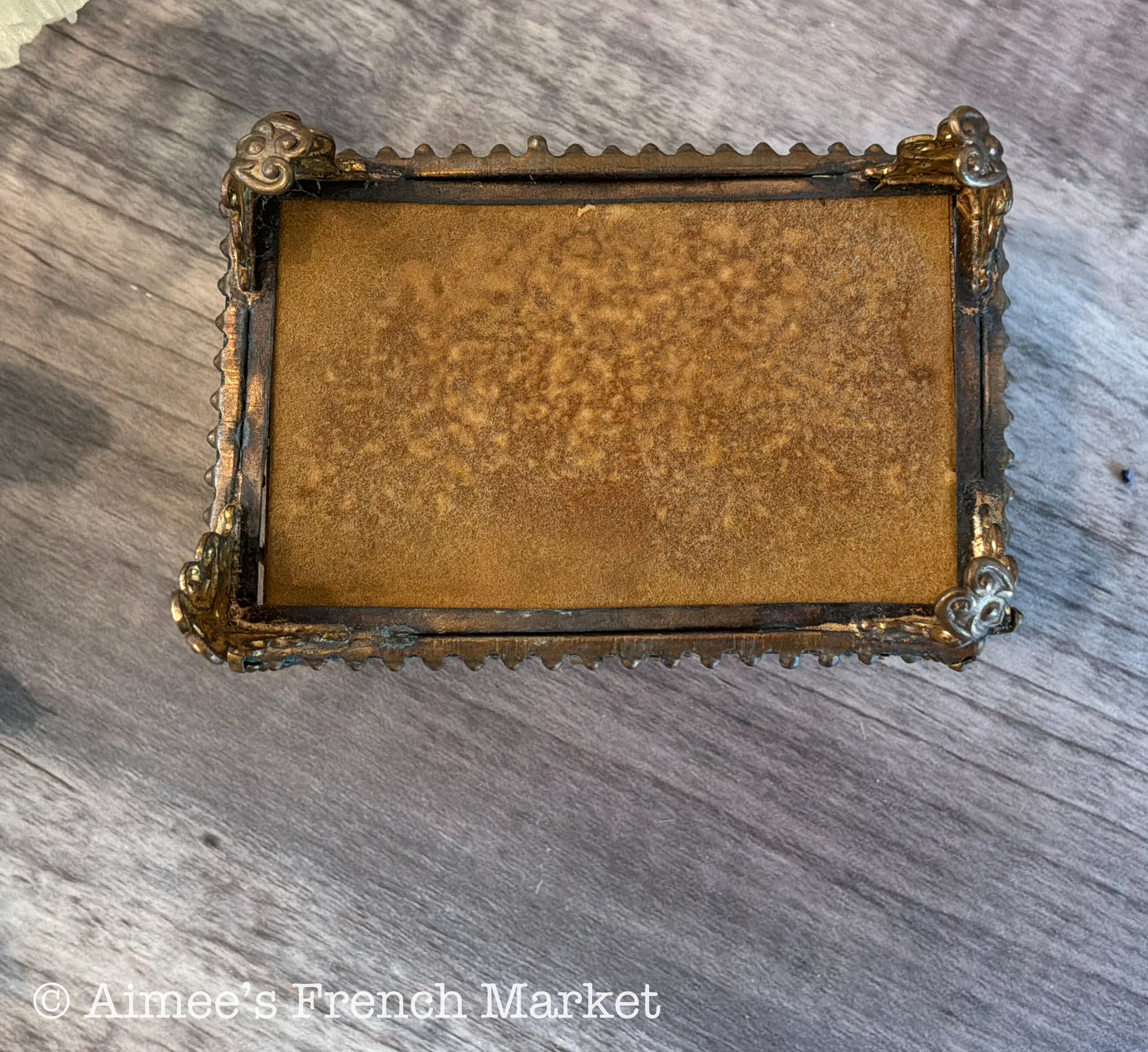 Vintage French Souvenir de Lisieux Glass Jewelry Box - Antique-Style French Trinket Box, early 1900s