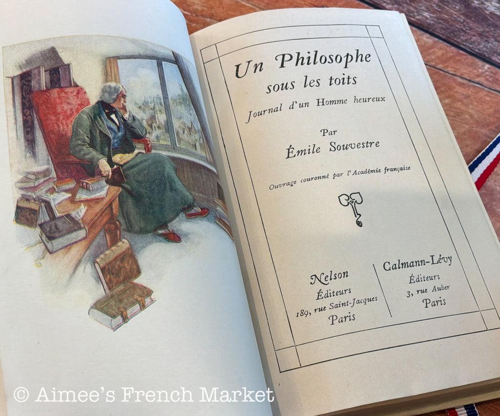 Antique French Books, Set of 5 | Cottagecore Shelf Decor | Cream Vintage Books | Paris | French Farmhouse Library