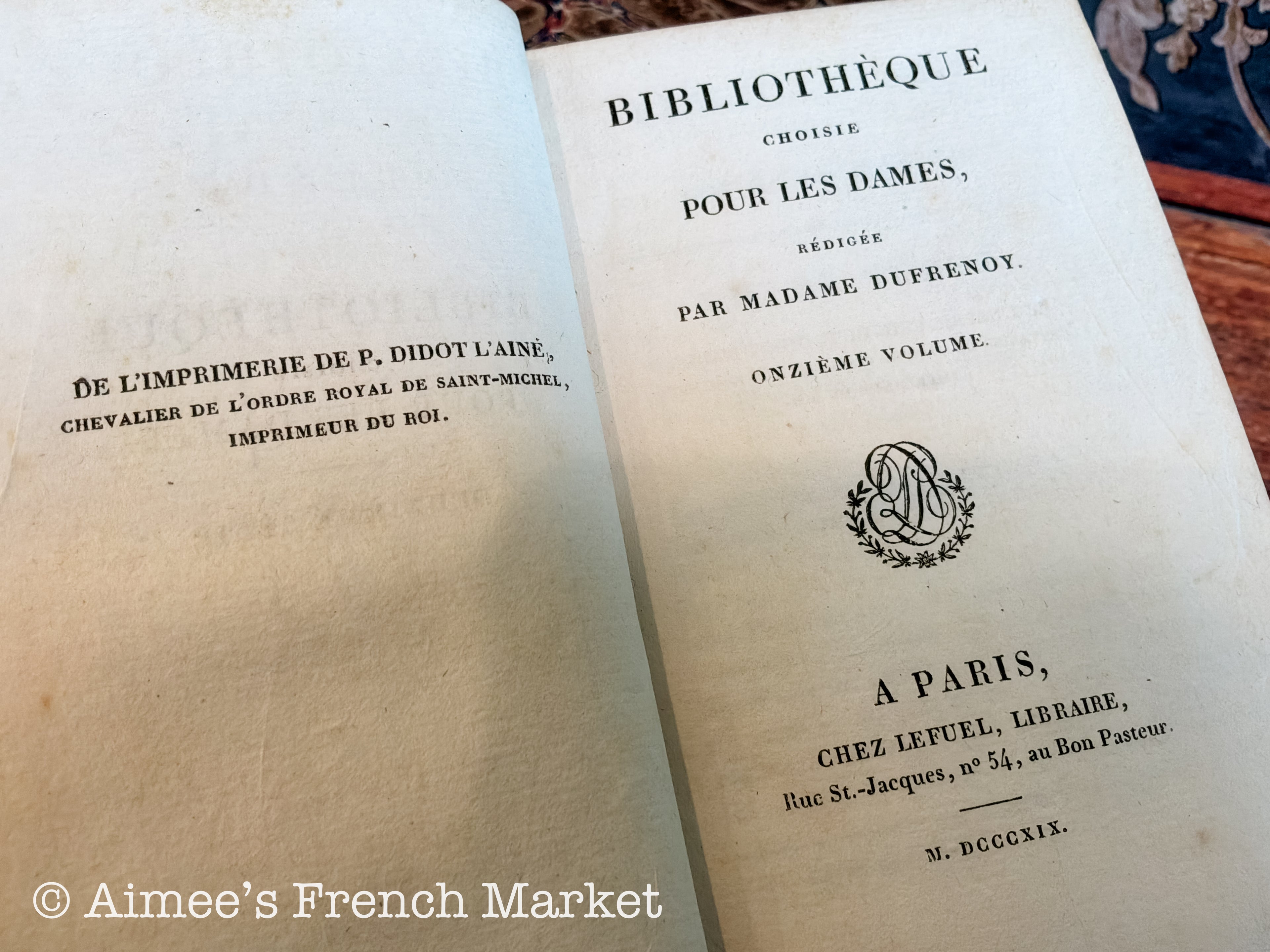 200 Year Old Antique French Book Set of 3, 1819 | Bibliothèque des Dames | Paris | Cottagecore Decor