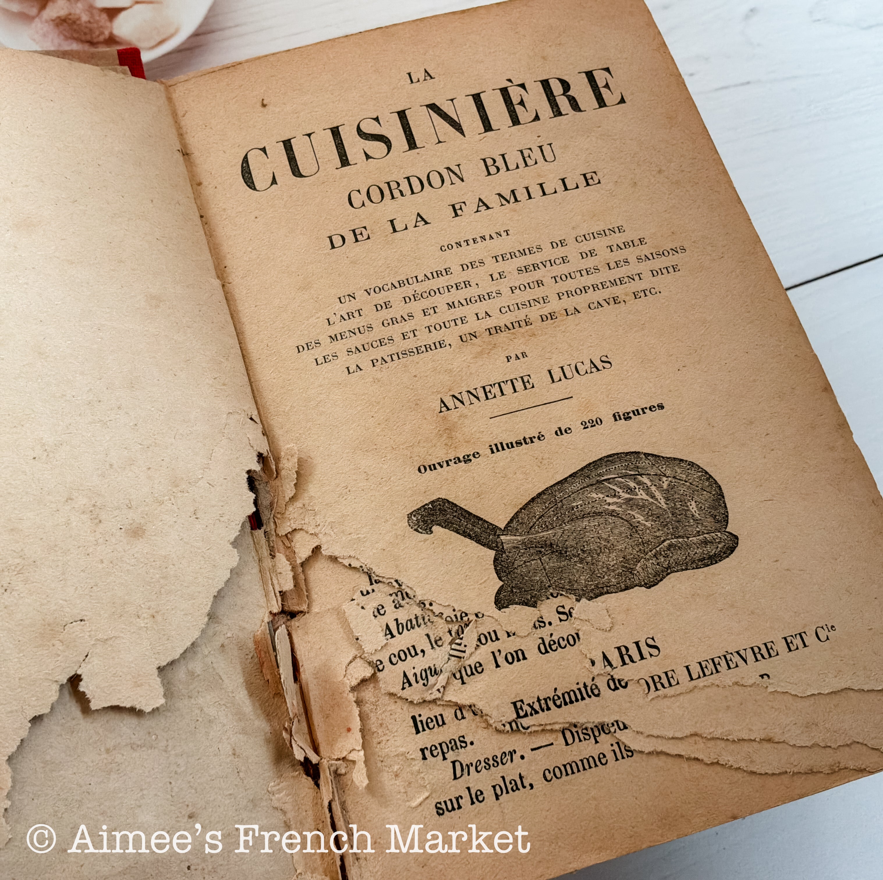 Antique French Cookbook, La Cuisinière Cordon Bleu de la Famille — Annette Lucas, c. 1900