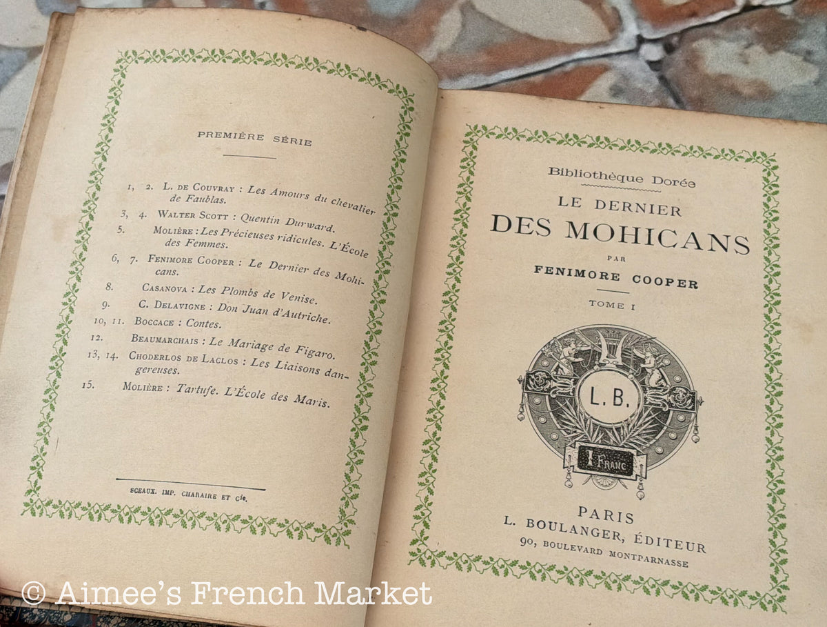 Antique French Last of the Mohicans Book, Circa 1890s, French and Indian War